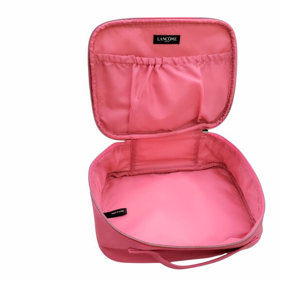 Lancome Paris Comestic Bag Case Zippered Pink Travel Makeup Portable 9x7x3 - Picture 1 of 10